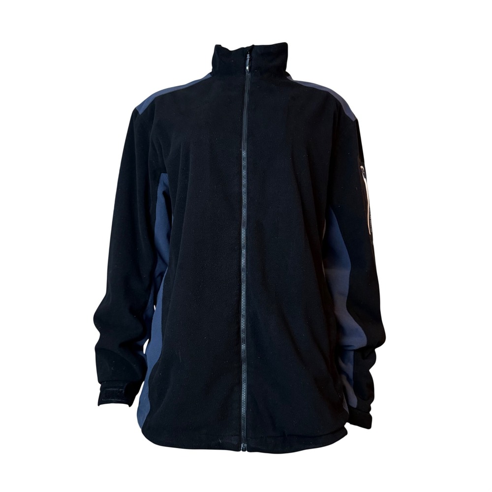 Sunice Full Zip Fleece Jacket Arm Pocket Black Grey Gorpcore Techwear Sz 4